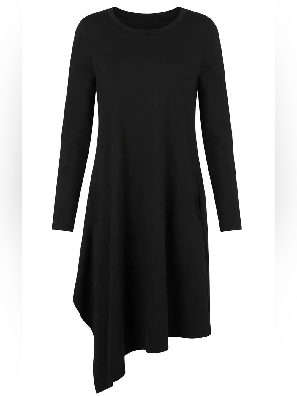 LUUKAA NWT $249.99 Size 2 Black Asymmetric Swing Tunic Dress LUKA21K0505 Pockets